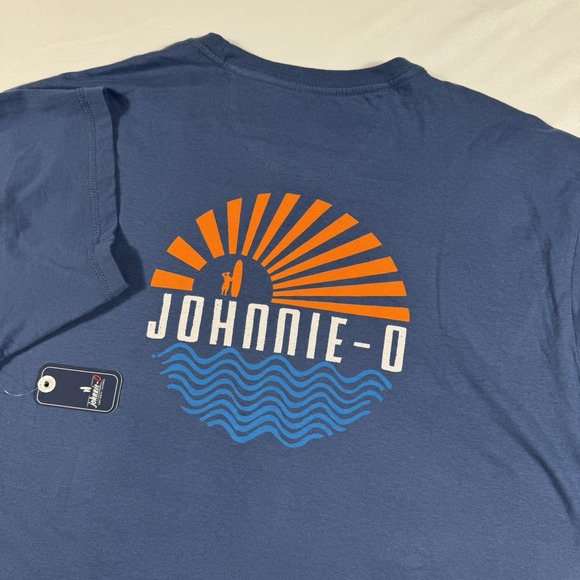 johnnie-O Tee Wake Blue Sun and Waves Graphic SS Crew T-Shirt Mens Size XL - Picture 1 of 10